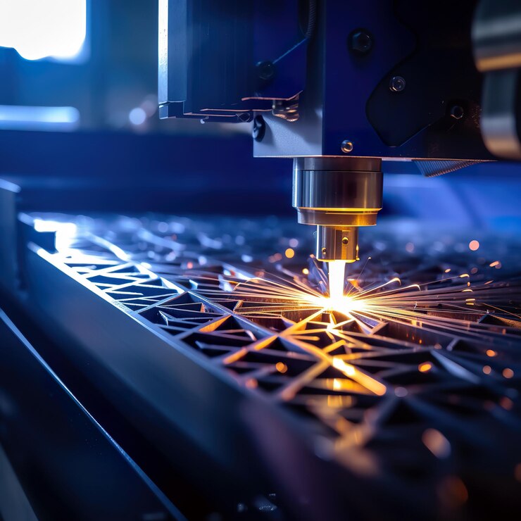 Laserowe cięcie CNC metalu z lekką iskrą