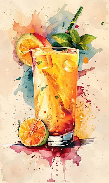 Lassi Drink Poster z jogurtem i kawałkami mango Świeże i Tr Ilustracja Jedzenie Pij Indyjskie Smaki