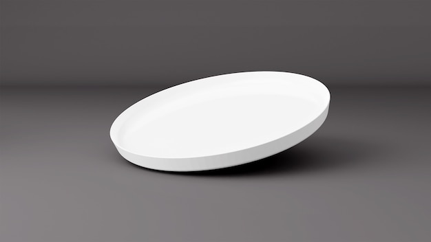 Latająca elegancka biała płyta w renderowaniu 3D z kątem bocznym