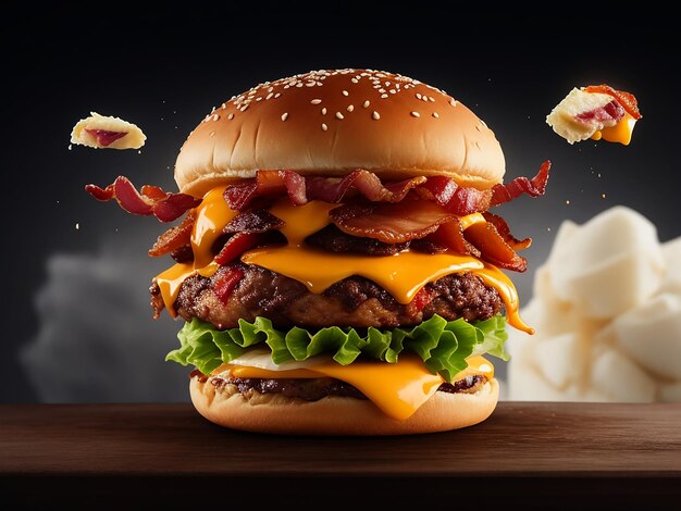 Latający pyszny burger Generatywna sztuczna inteligencja