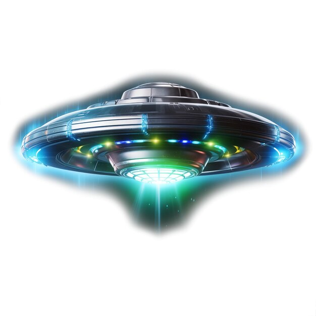 Zdjęcie latający talerz ufo unosi się w kosmosie na przezroczystym tle