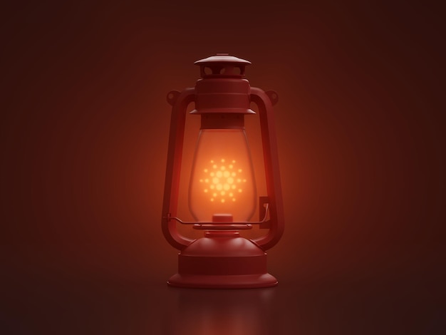 Latarnia Cardano Ciemna poświata Oświetla wolumetryczną kryptowalutę Ilustracja 3D Render