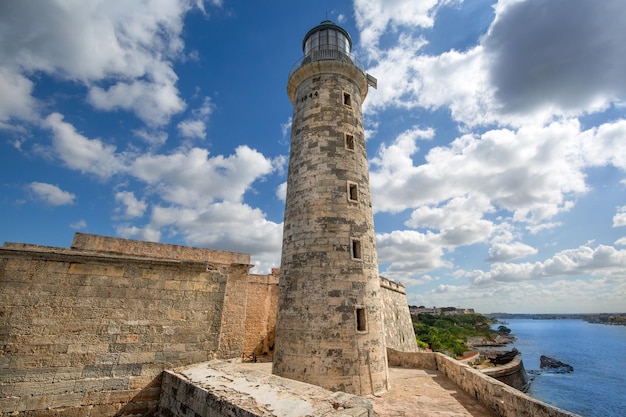 Latarnia morska Zamek Morro Castillo de los Tres Reyes w Hawanie na Kubie