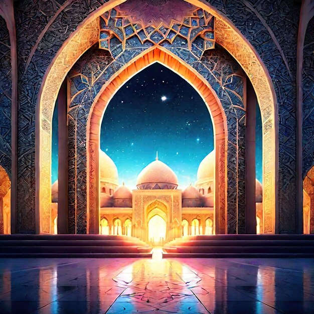 Zdjęcie latarnia muzułmańskiego meczetu ramadan koncepcja ramadan kareem baner tła generative ai