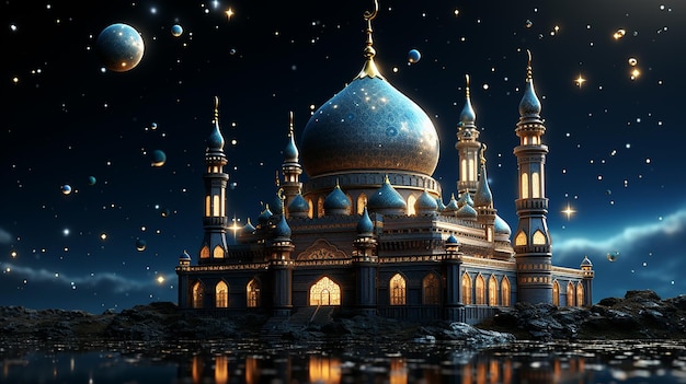 Latarnia ramadan islamski Eid Mubarak Eid al Adha baner z generatywną sztuczną inteligencją