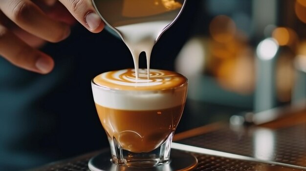 Latte art stworzona przez baristę przy użyciu generatywnej sztucznej inteligencji