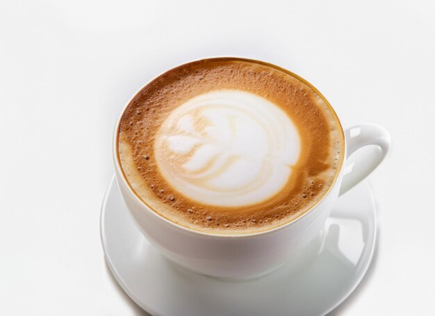 Latte filiżanka kawy na białym tle generatywny ai