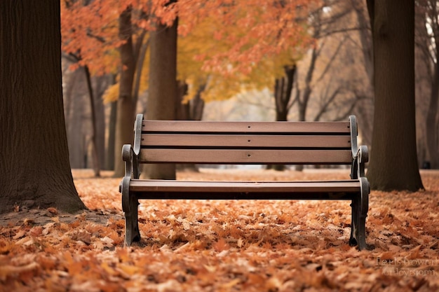 ławka w parku z drzewem na tle