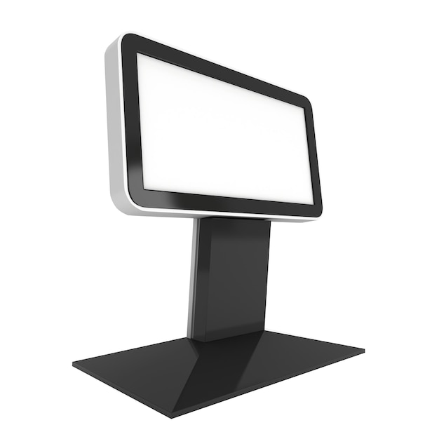 LCD kiosk stoi puste stoisko targowe 3d render na białym tle