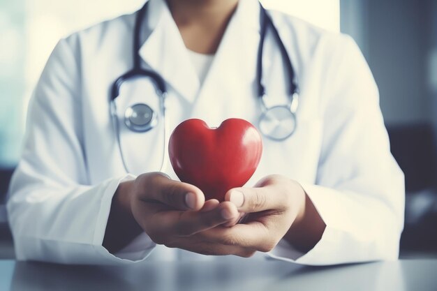 Leczące ręce symbol miłości i hojności w szpitalu w Światowy Dzień Serca i Światowego Dnia Zdrowia