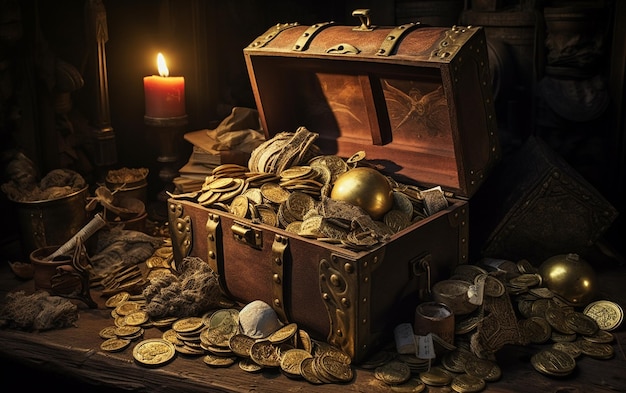 Zdjęcie legends of the aged treasure chest generatywna sztuczna inteligencja