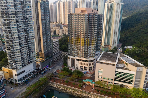 Lei Yue Mun, Hongkong 22 maja 2019: Widok z góry na miasto Hongkong