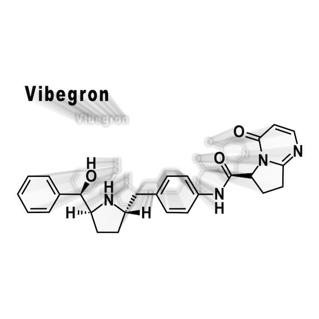 Lek Vibegron, strukturalny wzór chemiczny na białym tle