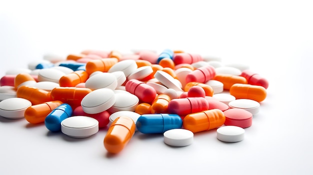 Lekarskie pigułki na białym tle Lekarskie tabletki w kapsułkach