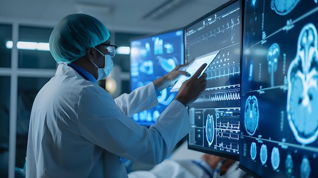 Lekarz diagnozujący pacjenta za pomocą najnowszej technologii