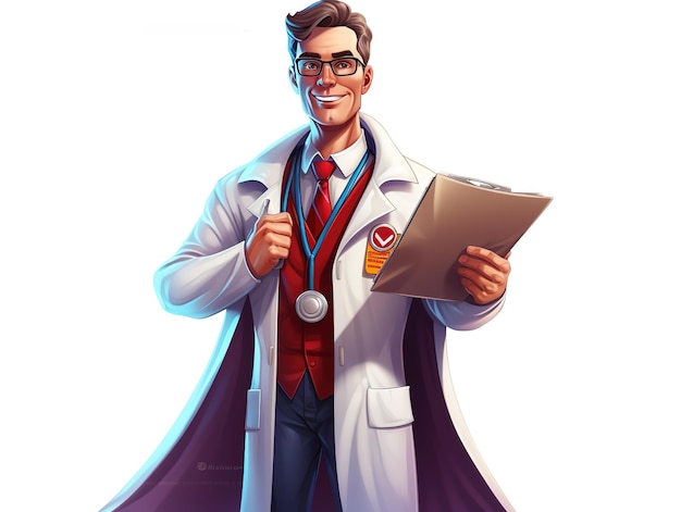 Zdjęcie lekarz ubrany w pelerynę superbohatera grafikę wektorową au wygenerowaną