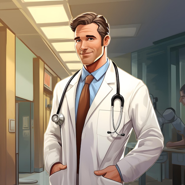lekarz w białym fartuchu jest bardzo sympatyczny i chętny do pomocy