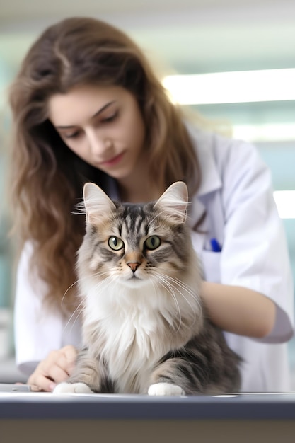 Lekarz weterynarii badający kota w klinice