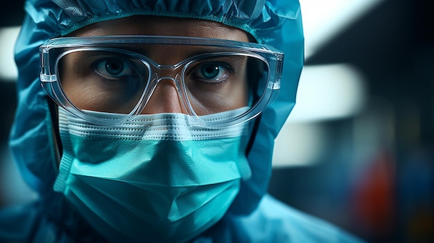 Lekarz zajmujący się ochroną przed wirusami z maską chirurgiczną