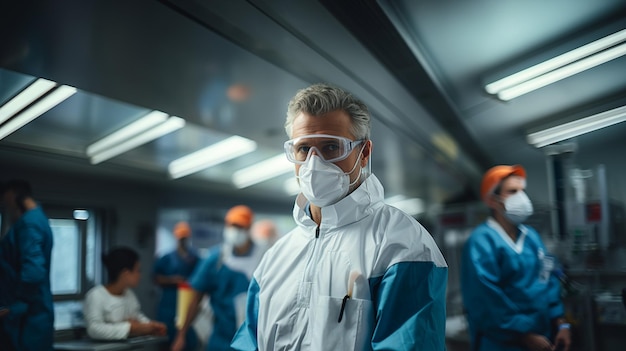 Lekarz zajmujący się ochroną przed wirusami z maską chirurgiczną