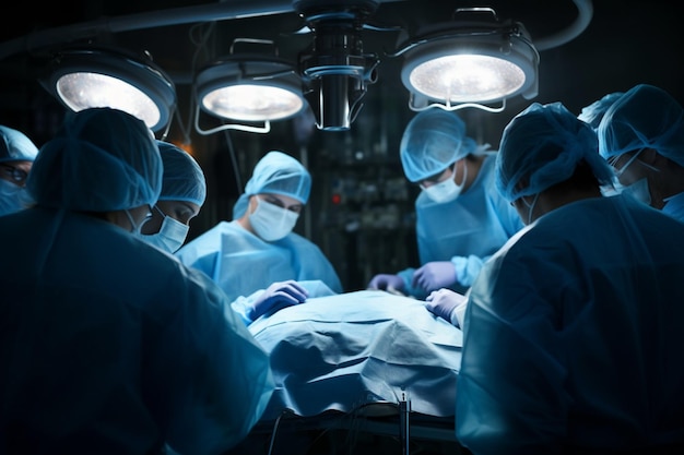 Zdjęcie lekarze i specjaliści wykonujący operacje w sali operacyjnej
