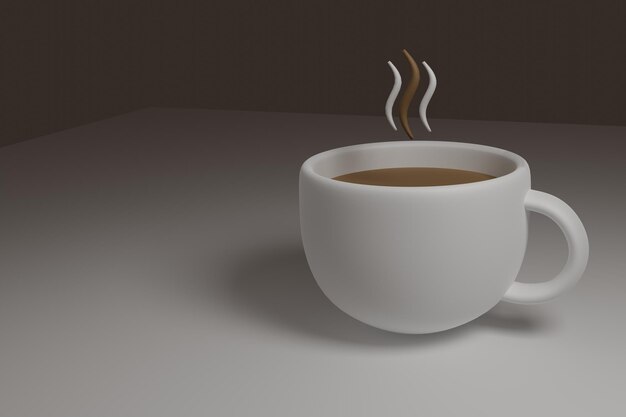 Lekka filiżanka aromatycznej kawy stoi na stole w przestrzeni 3D Makieta filiżanki
