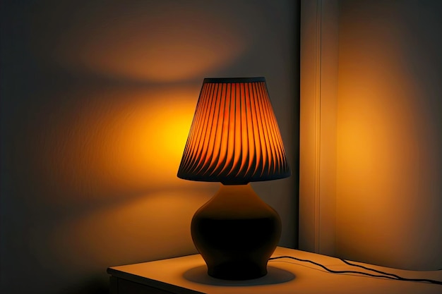 Lekka lampka nocna lampka nocna lampa podłogowa na stoliku nocnym stworzona za pomocą generative ai