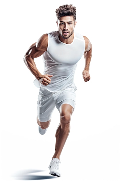 lekkoatletyczny mężczyzna biegający na białym tle