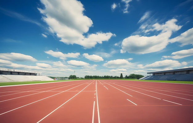 Lekkoatletyka z błękitnym niebem i białymi chmurami