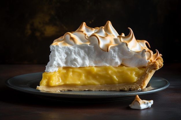 Lemon Meringue Pie na ciemnym tle