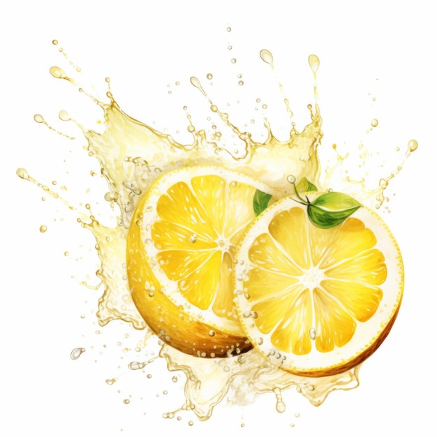 Lemon Splash Vibrant Watercolor Ilustracja z wyraźnym projektem graficznym