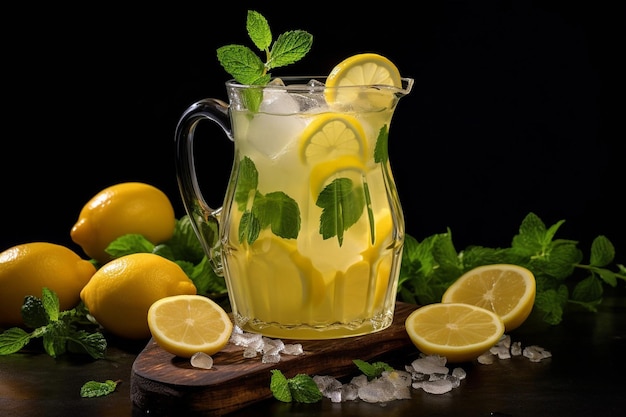 Lemonada podawana w kieliszkach martini z kawałkiem cytryny
