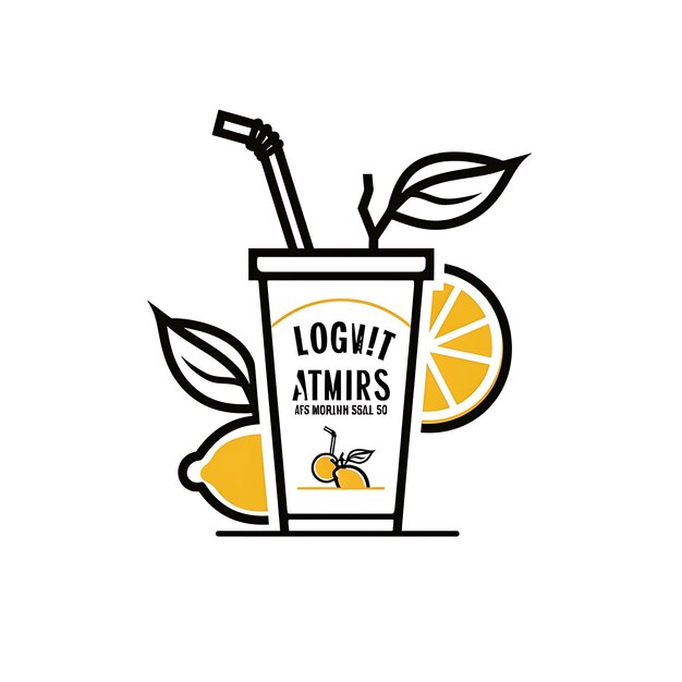 Zdjęcie lemonade stand logo z cytryną i słomą typografia logo sty creative idea tattoo ink cnc concept