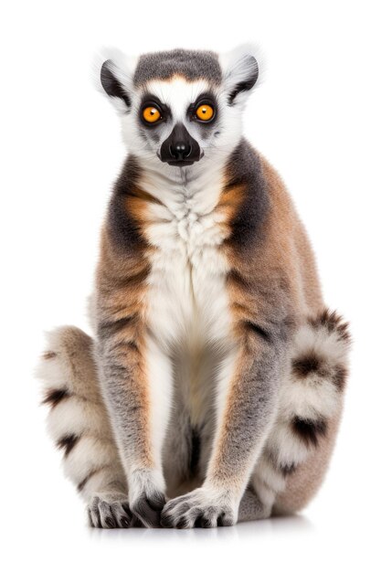 Zdjęcie lemur catta na białym tle