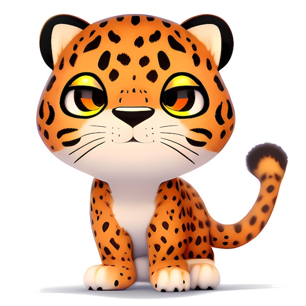 Leopard Cartoon znaków Cute little zwierząt ilustracji na białym tle AI