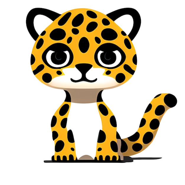 Leopard Cartoon Znaków Cute Little Zwierząt Ilustracji Na Białym Tle Ai