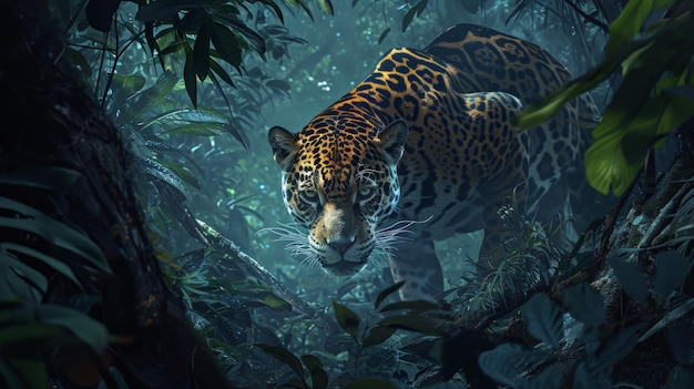 Leopard w dżungli HD Tapeta generatywna ai
