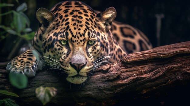 Leopard w dżungli Portret dzikiego zwierzęcia z bliska