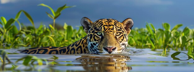 Leopard w wodzie wygenerowany przez sztuczną inteligencję