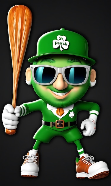 Leprechaun Maskotka z kijem baseballowym