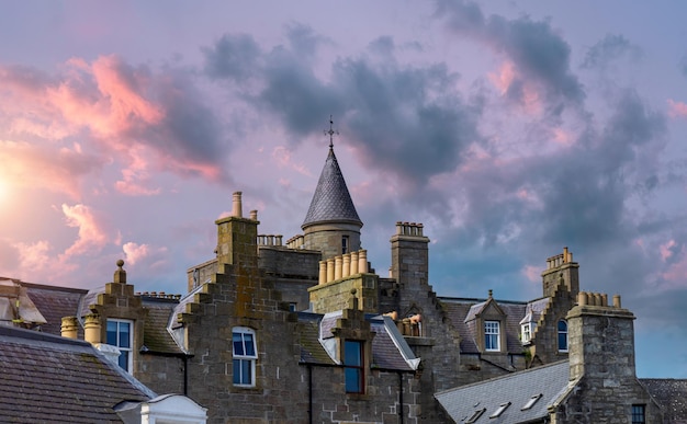 Lerwick, Przybrzeżne Miasto Na Shetlandach, W Szkocji, Na Wyspach Brytyjskich W Anglii, Z Malowniczymi średniowiecznymi Domami