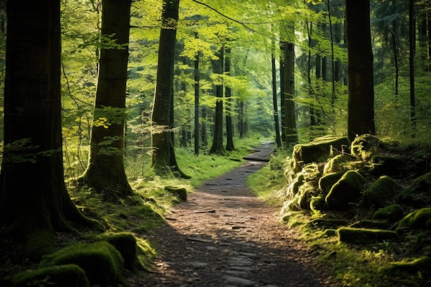 Leśna ścieżka prowadząca w różnych kierunkach