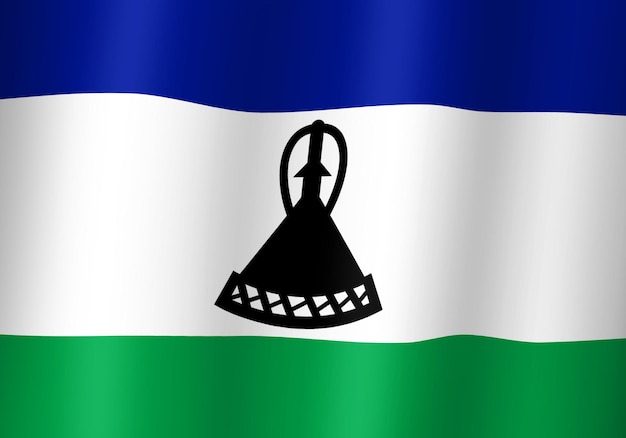 Lesotho flaga narodowa ilustracja 3d z bliska widok