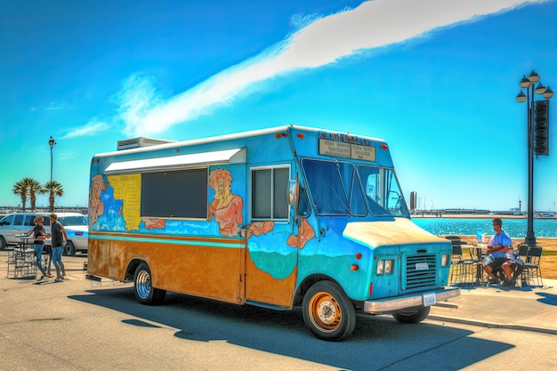 Letni food truck na plaży Ai generatywny