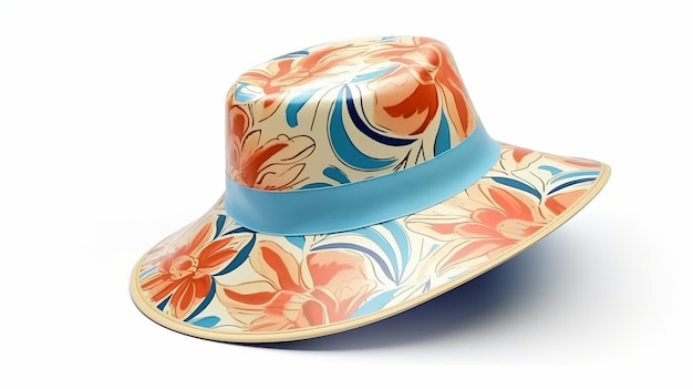 Letni kapelusz plażowy na białym tle wzmacnia generatywną ai