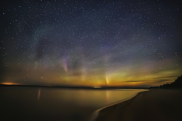 letni krajobraz zorza polarna, widok blasku nieba, abstrakcyjna nocna natura