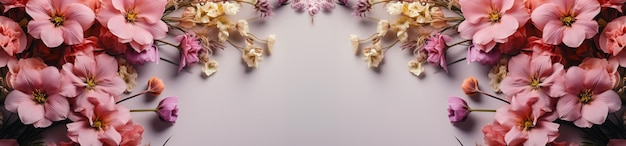 Letni transparent z kwiatami łąki Kwiatowy baner internetowy lub ilustracja tła stworzona przez AI