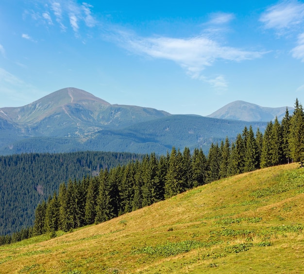 Letni widok na góry Karpacka Ukraina