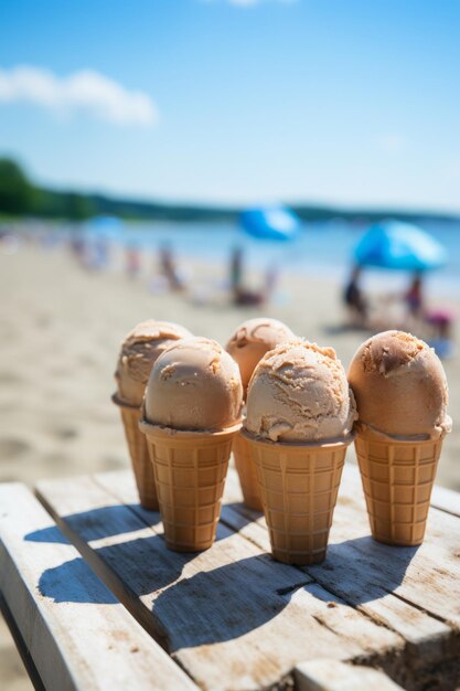 Zdjęcie letnie błogosławieństwo lody na słoneczny dzień na plaży