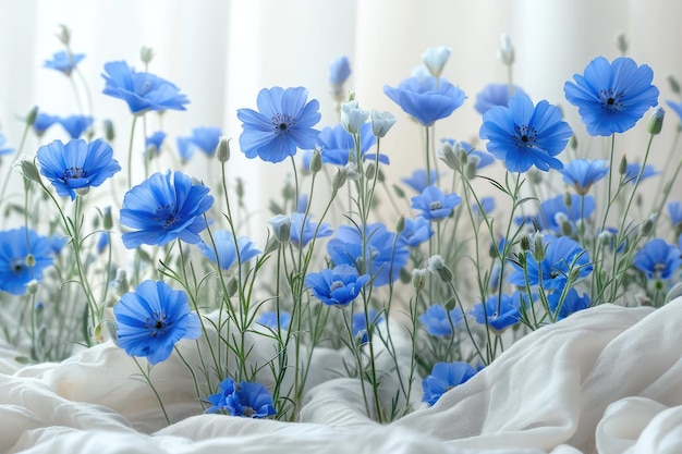 letnie kwiaty na bawełnianej tkaninie do profesjonalnej fotografii tła